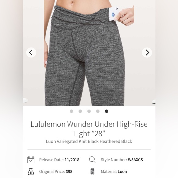 Lululemon Wunder Under High-Rise Tight 28" - Variegated Knit Heathered Black - 6 - Picture 2 of 6